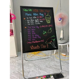 Bảng menu gỗ đen 60x80cm có kệ thép chắn chắn viết bút dạ hoặc phấn đa năng