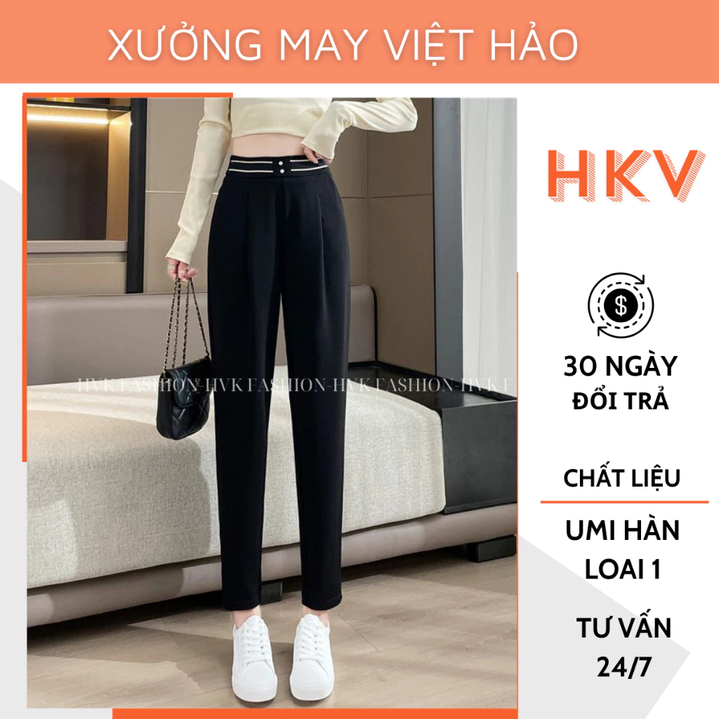 a25 Quần baggy nữ umi cao cấp hàn quốc-Quần boom nữ daì đen đep cạp cao ôm lưng chun chữ dao ngẫu nhiên leg-M02-HVK