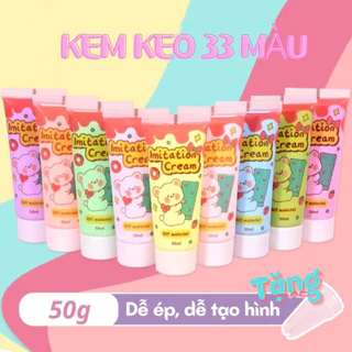 Kem keo DIY 50g ( tặng kèm đầu bắt kem ) trang trí kẹp tóc, hộp bút, toploader nhiều màu sắc