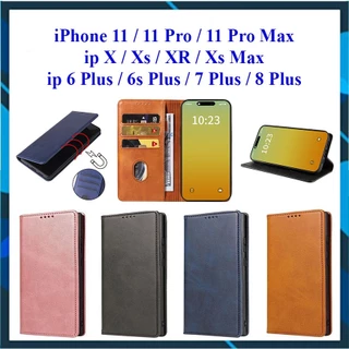 Bao da dạng ví iPhone 11, 11 Pro, 11 Pro Max, X, Xs, XR, Xs Max, 6 Plus, 7 Plus, 8 Plus có nắp gập, ngăn đựng thẻ tiền