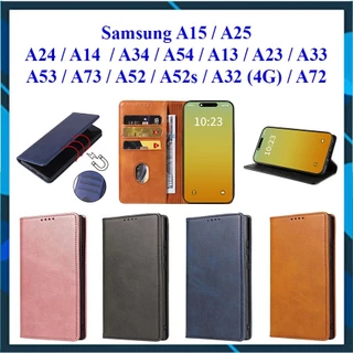 Bao da dạng ví Samsung A15, A25, A24, A14, A34, A54, A13, A23, A33, A53, A73, A52, A52s, A32, A72 nắp gập, ngăn đựng thẻ