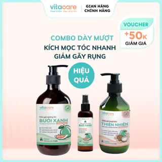 Combo dầu gội xả xịt tóc Vitacare - Kích mọc tóc nhanh, giảm rụng tóc, dưỡng tóc chắc khoẻ