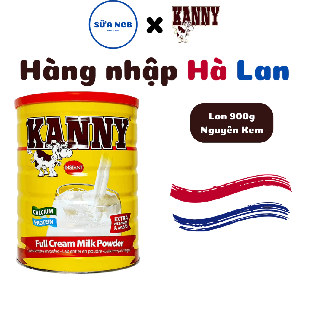 Sữa bột KANNY Nguyên Kem nhập khẩu Hà Lan - Lon 900g - Dinh dưỡng cho cả Gia Đình