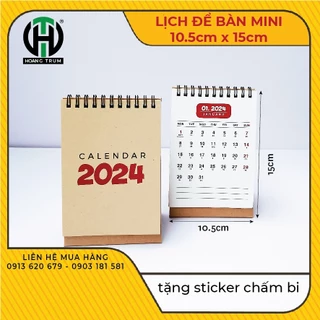 Lịch để bàn mini 2024 chữ A khổ 10.5x15cm, nhỏ gọn có ngày âm, in 1 mặt