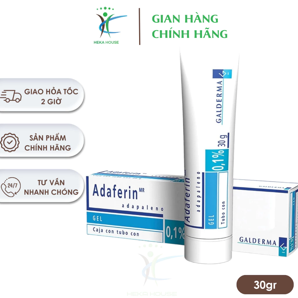 Giảm Mụn Adaferin - Adapalene 0,1% 30gram - Kem Giảm Mụn Ẩn, Mụn Đầu Đen, Mụn Ẩn, Giảm Sưng Tấy