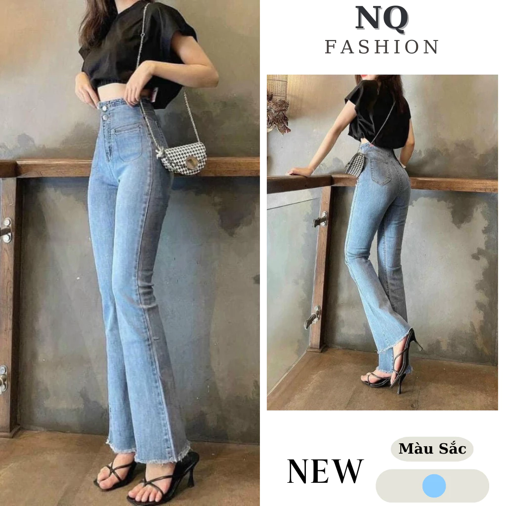 Quần Bò Ống Loe Vải Jeans Quần Dài Cạp Cao Tôn Háng Nâng Mông Hàng Đẹp Loại 1 VNXK