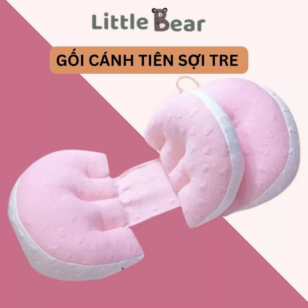 Gối cánh tiên bà bầu cao cấp, gối kê bụng bầu vải nhung mịn tặng kèm gối nhỏ - Littlebear