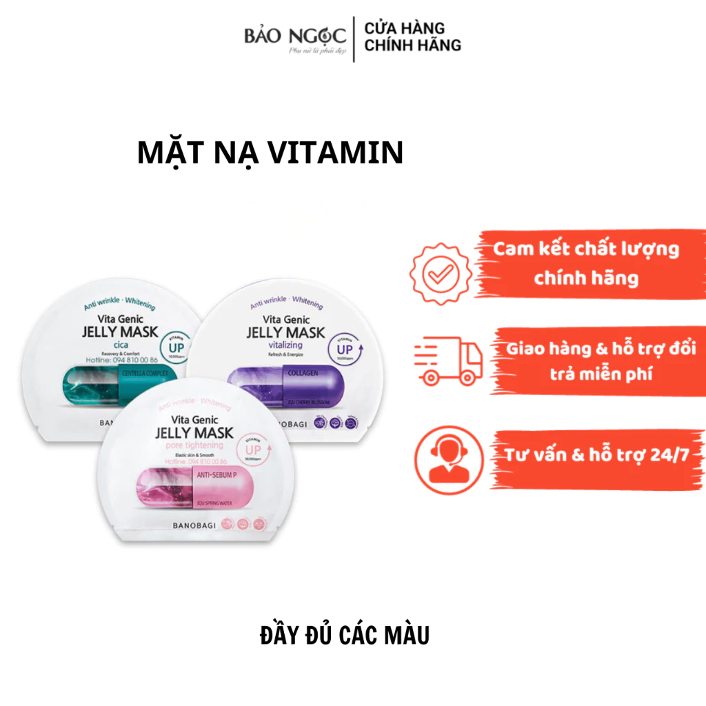 Mặt Nạ Giấy Viên Thuốc Banobagi Anti Wrinkle Whitening Vita Đầy Đủ Các Màu