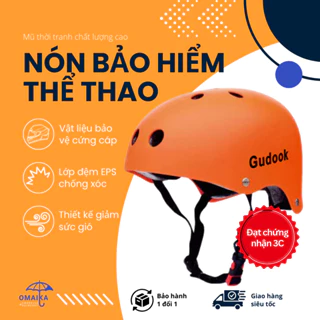 Nón Thể Thao Cho Trẻ Siêu Nhẹ Thương Hiệu Gudook Tròn Chuyên Dụng Chơi Thể thao Đi Xe Máy 5 Chuẩn Kiểm Nghiệm Xuất Mĩ