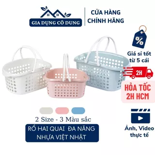 Rổ Nhựa Hai Quai Việt Nhật Đựng Mỹ Phẩm, Rổ Đựng Vật Dụng Cá Nhân Đa Năng Tông Màu Xinh Xắn
