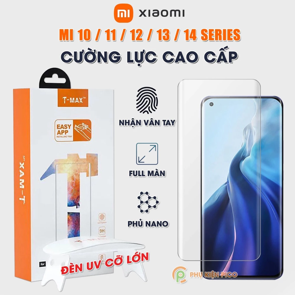 Kính cường lực Xiaomi 12 Pro / Mi 14 Ultra / Mi 10 Pro full màn hình đèn UV cỡ lớn T-Max - Dán màn hình Xiaomi Mi 13 Pro