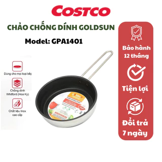 Chảo inox chống dính đáy từ 3 lớp sử dụng trên mọi loại bếp nhiều kích thước Goldsun GPA1401