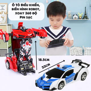 Đồ chơi xe ô tô điều khiển từ xa có thể biến hình robot phiên bản có sạc pin, quà tặng, quà sinh nhật cho bé trai