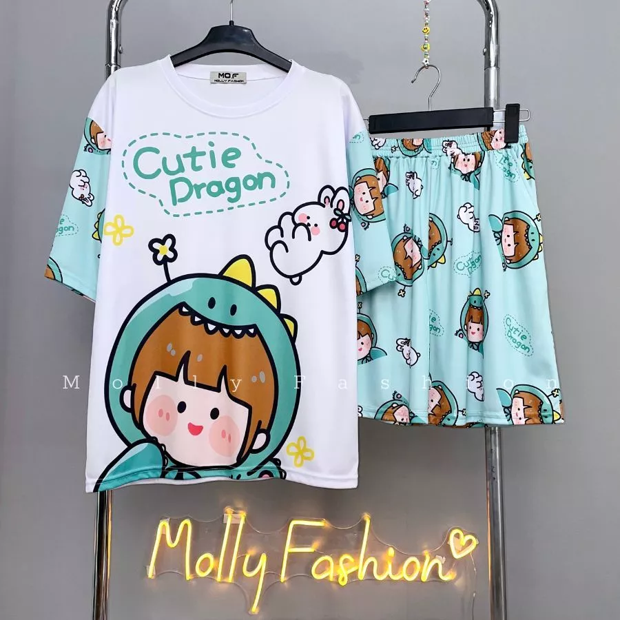 Set đồ bộ hoạt hình ❤️ Bộ mặc nhà Cartoon CUTIE DRAGON Freesize Unisex nam nữ Molly Fashion