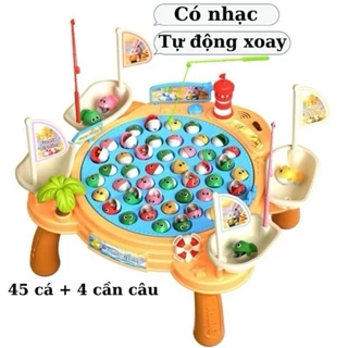 Đồ chơi câu cá điện trẻ em 45 con cá, 4 cần câu nam châm phù hợp cho bé 2 - 6 tuổi [ Mẫu 02 ]