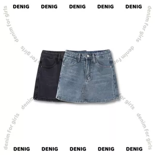 Quần giả váy jean ngắn dáng basic DENIG