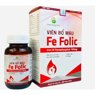 Viên bổ máu Fe Folic bổ sung sắt và acid folic, giảm thiếu máu do thiếu sắt, hỗ trợ quá trình tạo máu