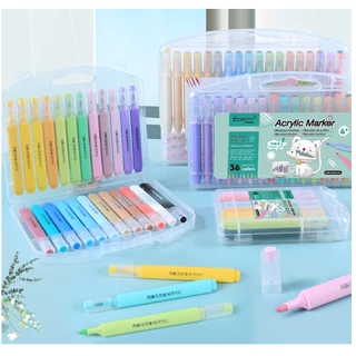 Bút màu Acrylic Marker Cao Cấp 12/24/36/48/60 bút sơn Acrylic chống nước vẽ trên mọi chất liệu vẽ giày vải chai lọ