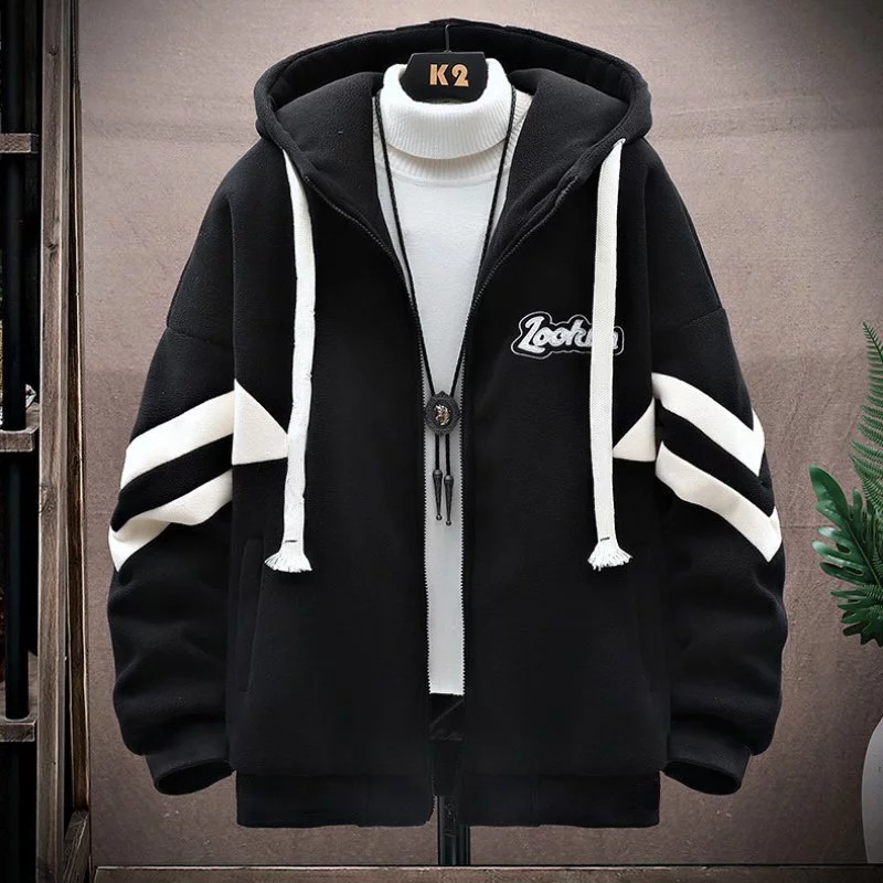 Áo khoác hoodie zip phối màu in chữ kiểu dáng trẻ trung Thời Trang Thu Đông