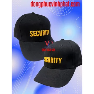 Mũ Nón Kết Bảo Vệ Đen Vải Kaki Chất Lượng Thêu Logo Chữ SECURITY 2 Màu - Nhận in thêu logo theo yêu cầu-(Hình thật)