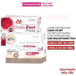 Chela-Ferr Forte Và Canxi Chela-Calcium D3 (Olimp Labs) Cho Bà Bầu - Combo bổ sung sắt và canxi bầu - Nhập khẩu Châu Âu