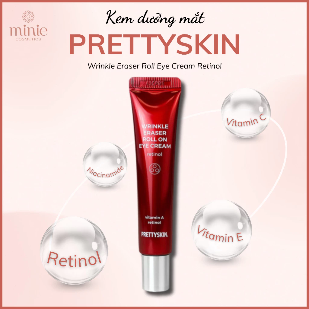 Kem mắt retinol hỗ trợ giảm nếp nhăn Pretty Skin Wrinkle Eraser Roll On Eye Cream 30ml