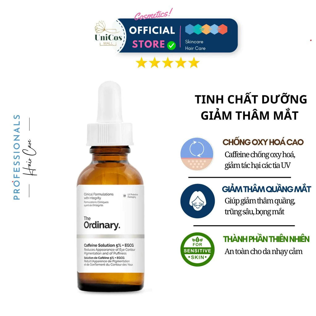 Serum Giảm Thâm Mắt - The Ordinary Caffeine Solution 5% + Egcg - Tinh Chất Chống Lão Hoá - The Ordinary Chống Oxy Hóa