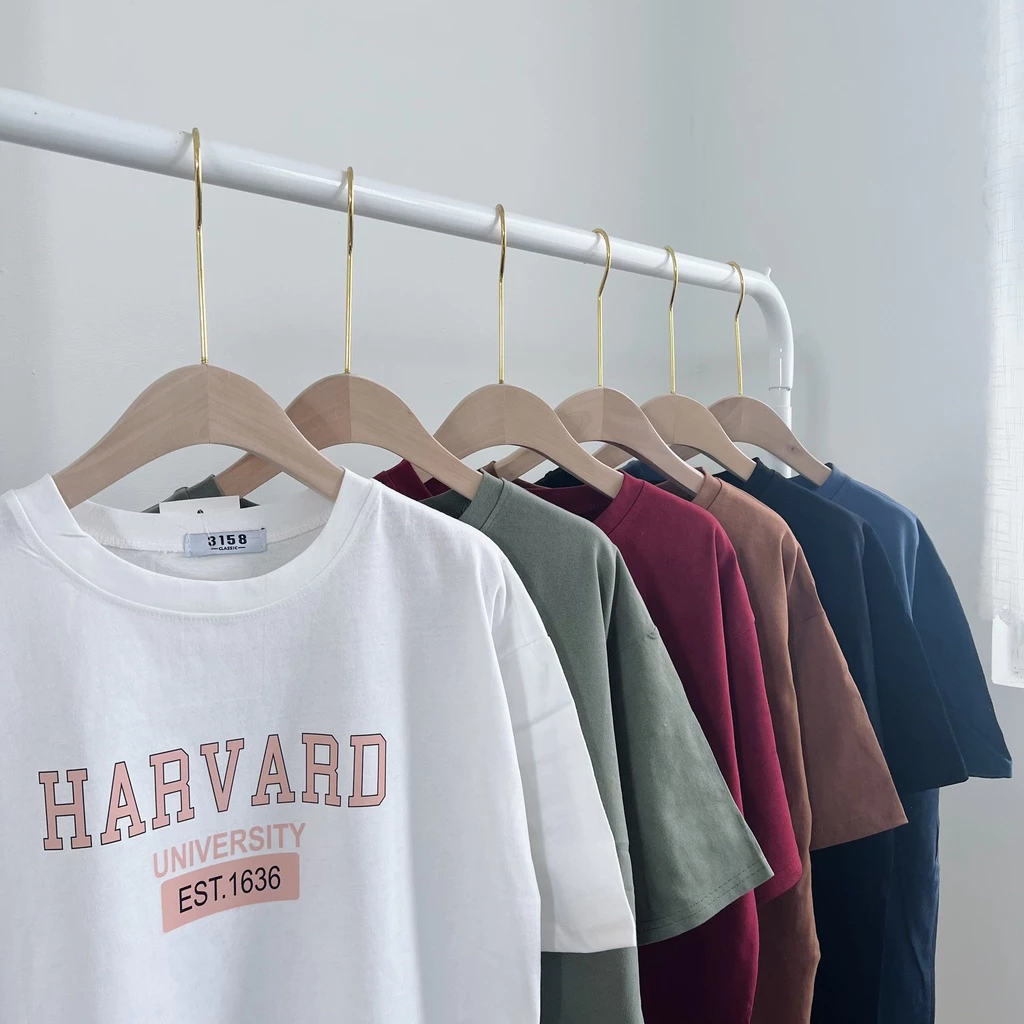 Áo Thun 3158 In Chữ HARVARD Form Rộng Unisex Chất Cotton Khô