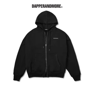 Áo Khoác Hoodie DAPPERANDMORE Metal Zipped Vải Nỉ Chân Cua 100% Cotton Phối Tag Kim Loại - Black