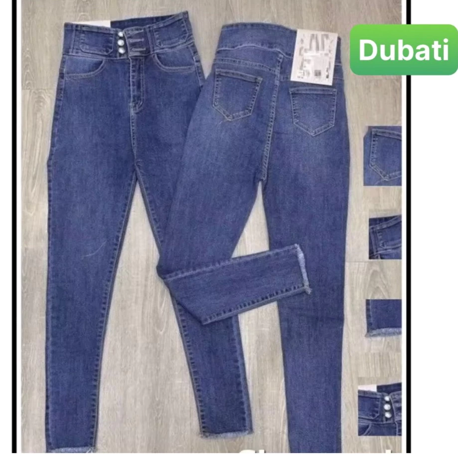 QUẦN JEANS CHẤT BÒ SIÊU CO GIÃN LƯNG CẠP CAO 3 CÚC XANH XÁM - DUBATI FASHION