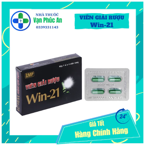 Viên giải rượu WIN 21 Hộp 4 - Uống 2 viên chống say trước khi uống rượu bia, Giúp giải rượu nhanh chóng giải độc gan