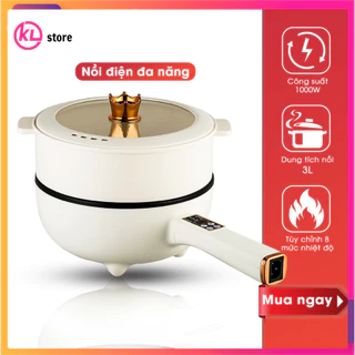 Chảo Điện Đa Năng Chống Dính Tráng Ceramic, Nồi Lẩu Điện Đa Năng Tay Cầm Dài Chắc Chắn Tiện Lợi Cho Gia Đình