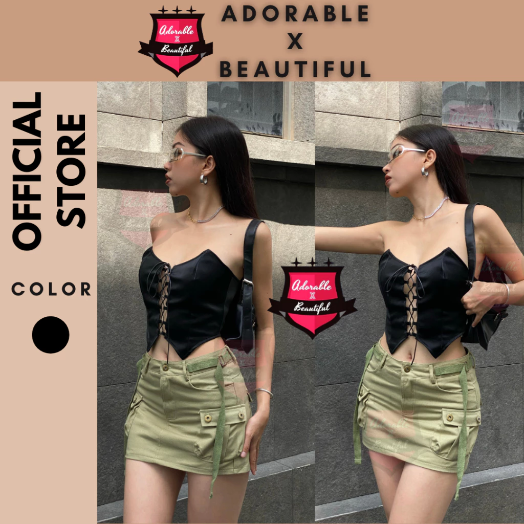 [Ảnh Thật] Áo Ống Da Đen Đan Dây Sexy, Áo Quây Croptop Dây Hở Lưng Phong Cách Ulzzang [AdorablexBeautiful]