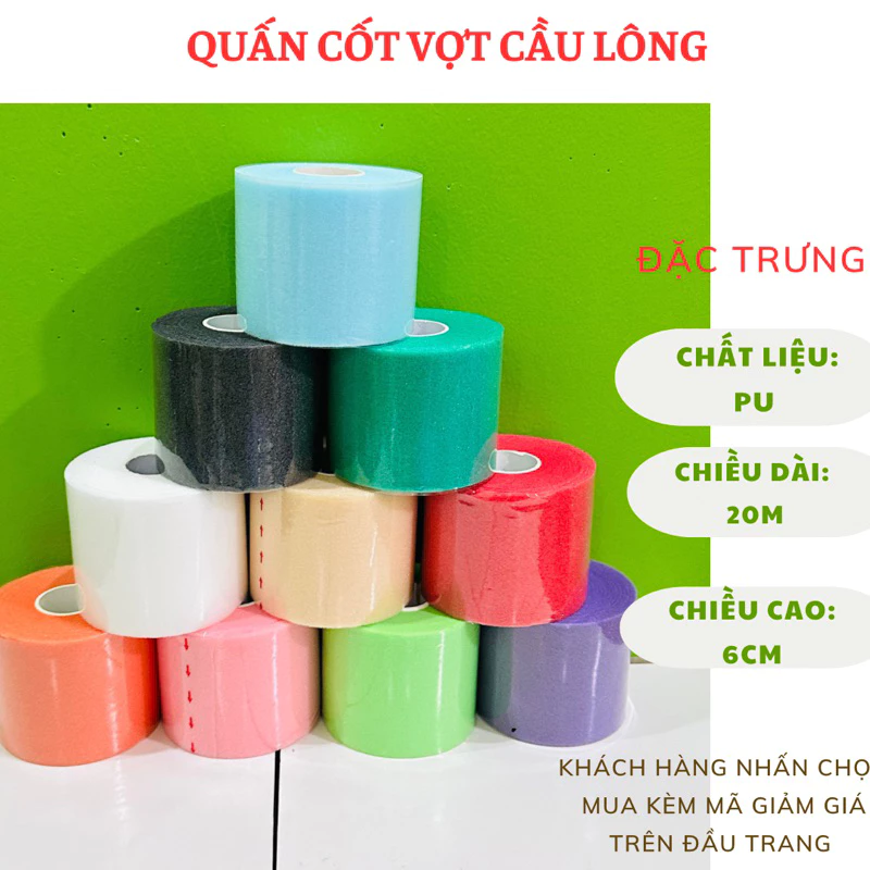Quấn cốt vợt cầu lông, quấn cốt bảo vệ cốt vợt cầu lông dài 20m mềm mại, thấm hút mồ hôi