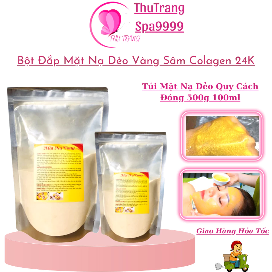 Bột Mặt Nạ Dẻo Vàng Sâm Colagen | Mặt Nạ Trắng Ngăn Ngừa Thâm Mụn Gói 500g 1000g,