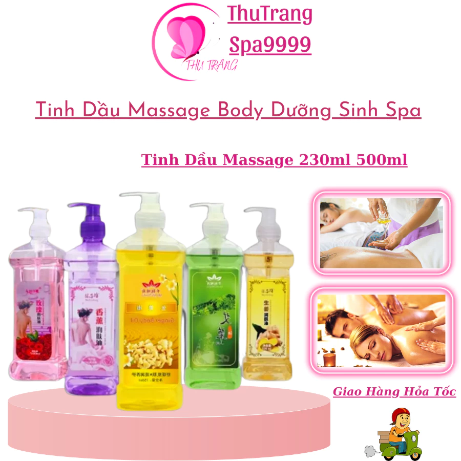 Tinh Dầu Massage Body 500ml Và Tinh Dầu 750ml | Tinh Dầu Gừng Hoa Hông Lawender 100% Thiên Nhiên.
