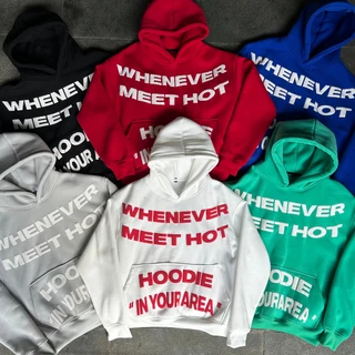 Áo khoác nam Hoodie WHENEVER Nỉ Bông IN NỔI Form Rộng Nữ mùa đông cặp đôi Unisex dáng boxy IN YOUR AREA KUN SHOP atelier