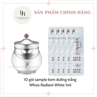 Combo 10 gói Kem dưỡng trắng da, cải thiện thâm nám Whoo trắng - Whoo Radiant White Moisture Cream