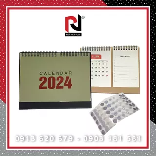 Calendar 2024 basic có ghi chú, lịch để bàn chữ A có ngày âm