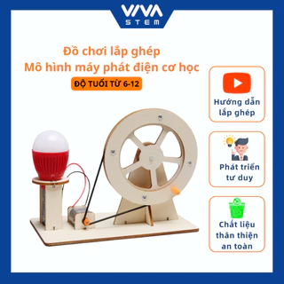 Đồ chơi cho bé trai lắp ráp Máy phát điện cơ học chất liệu gỗ an toàn phát triển kỹ năng sáng tạo khoa học Viva Stem