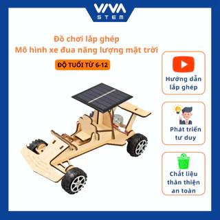 Đồ chơi cho bé trai lắp ghép xe đua chạy bằng năng lượng mặt trời chất liệu gỗ an toàn trò chơi sáng tạo Viva Stem