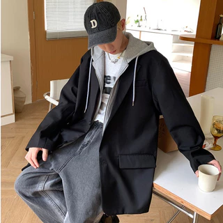 Áo Khoác Blazer Thiết Kế 2 Lớp Dày Dặn Chuẩn Form Dáng HANOI CYPHER,Áo Cổ Vest Kiểu Có Mũ Phong Cách Hoodie Trẻ Trung