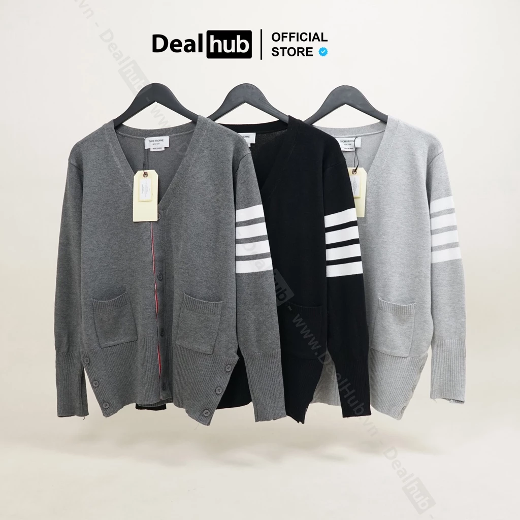 Áo Cardigan Thom 4-Bar Dệt Kim Phối Sọc Tay