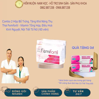 Combo 2 hộp Bổ Trứng Tăng Khả Năng Thụ Thai Femifortil - Vitamin Tổng Hợp, Điều Hòa Kinh Nguyệt, Nội Tiết Tố Nữ (60v)