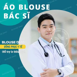 Áo Blouse (Blue) trắng Bác Sĩ, Áo choàng Dược sĩ, Áo khoác Phòng Thí Nghiệm dáng dài hàng đẹp