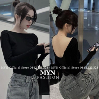 Áo dài tay hở lưng cá tính áo croptop hở lưng dáng sexy trẻ trung chất thun zip hàng cao cấp siêu đẹp H12