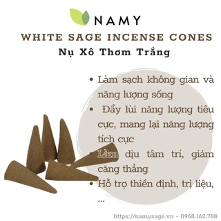 [RẺ NHẤT SÀN] Nụ White Sage - Hương nụ Lá Xô Thơm trắng (White Sage incense cones) -Thảo mộc thanh tẩy