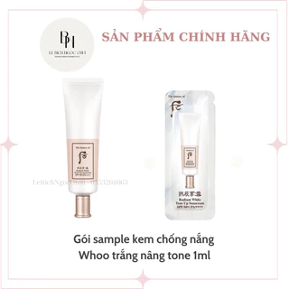 1 Gói Kem Chống Nắng Dưỡng Trắng Nâng Tone Da Trắng Hồng Whoo Trắng Radiant White Tone Up Sunscreen SPF50+/ PA++++