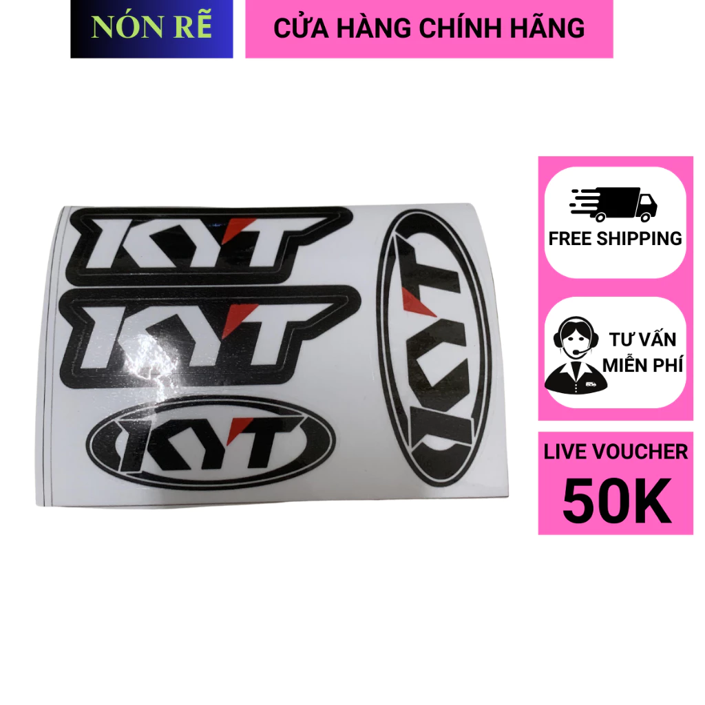 Tem Dán KYT 3 Miếng Logo Chữ KYT Dán Mũ Bảo Hiểm Dán Xe Máy Chất
