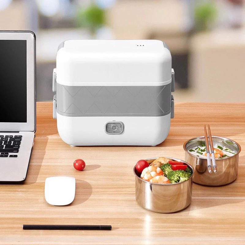 Hộp cơm điện văn phòng 2 tầng 4 bát inox giữ nhiệt hâm nóng